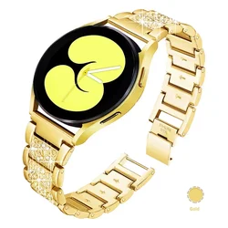 Elegant Diamond Metal Link Bracelet - Universal 20mm/22mm Strap for 22mm watch band (Gold 05)