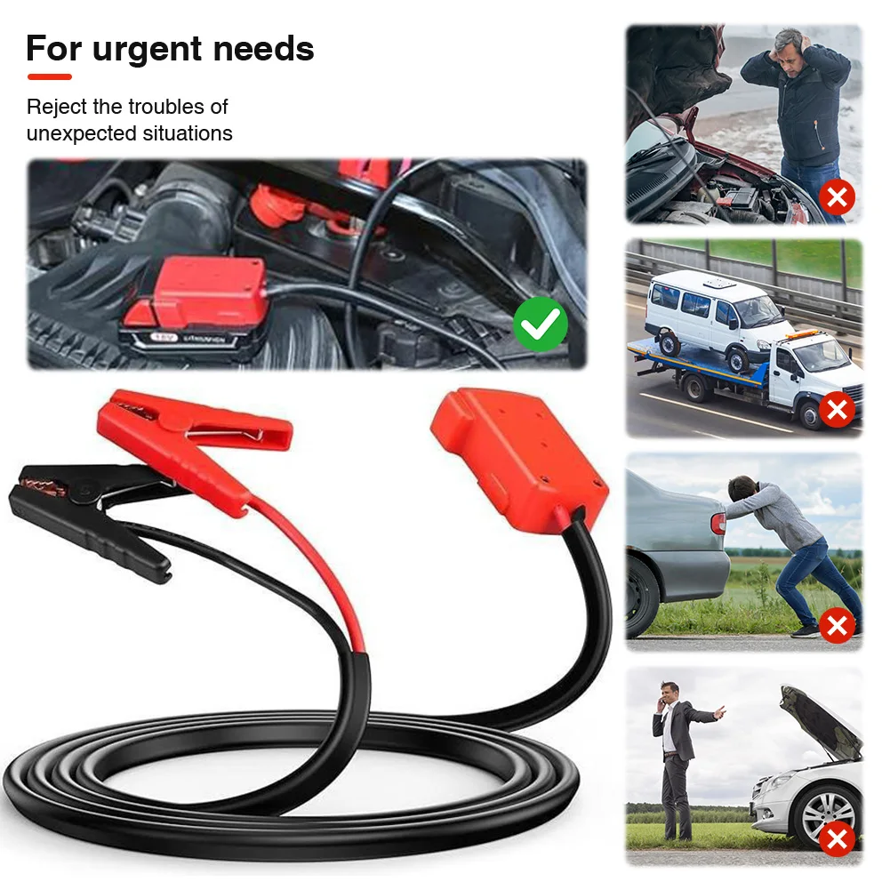 18V Jumper Cable Clamps Automotive Booster Cable Auto Booster Cable for Most 12V Motorcycles Cars SUVs