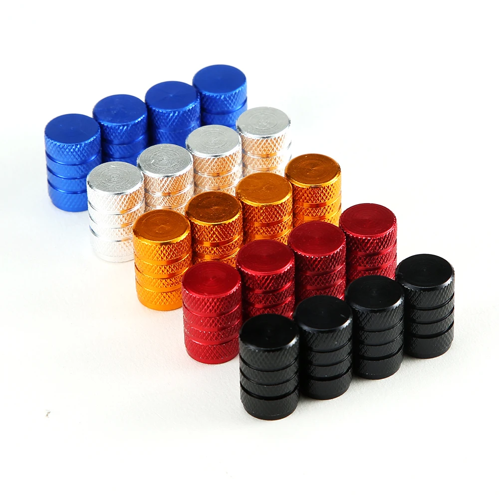 4Pcs/Set Car Tire Valve Stems Cap Knurling Style Tire Valve Cap Aluminum Tire Wheel Stem Air Valve Cap car Universal accessories