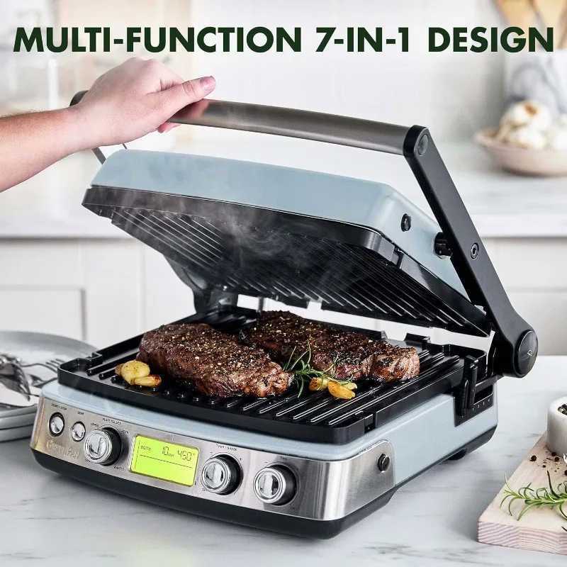 7-in-1 Multi-Function Contact Grill & Griddle, Healthy Ceramic Nonstick Aluminum,Grill & Waffle Plates, Adjustable Shade & Shear 3