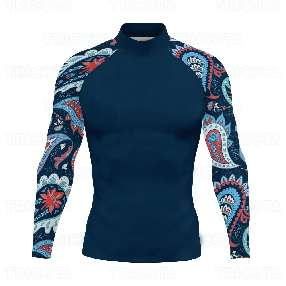 Men's Surfing Swimwear Long Sleeve UV Protection Rash Guard Wear Summer Water Sports Beach Swimming Surf Tight T-shirts