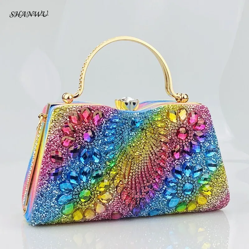 

Ladies Banquet Bag New Cross Border Diamond Embedding Banquet Bag Sparkling Banquet Handbag Celebrity Dress Evening Dress Bag