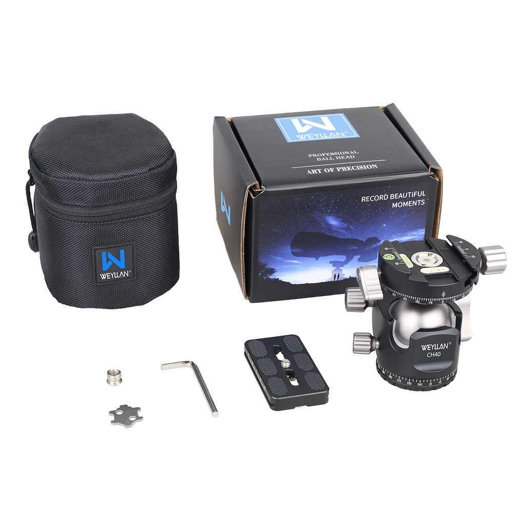 Tripod Ball Head CH40 Low Profile Damping Fine Tune Panoramic Lower Gravity Center Smooth Operation