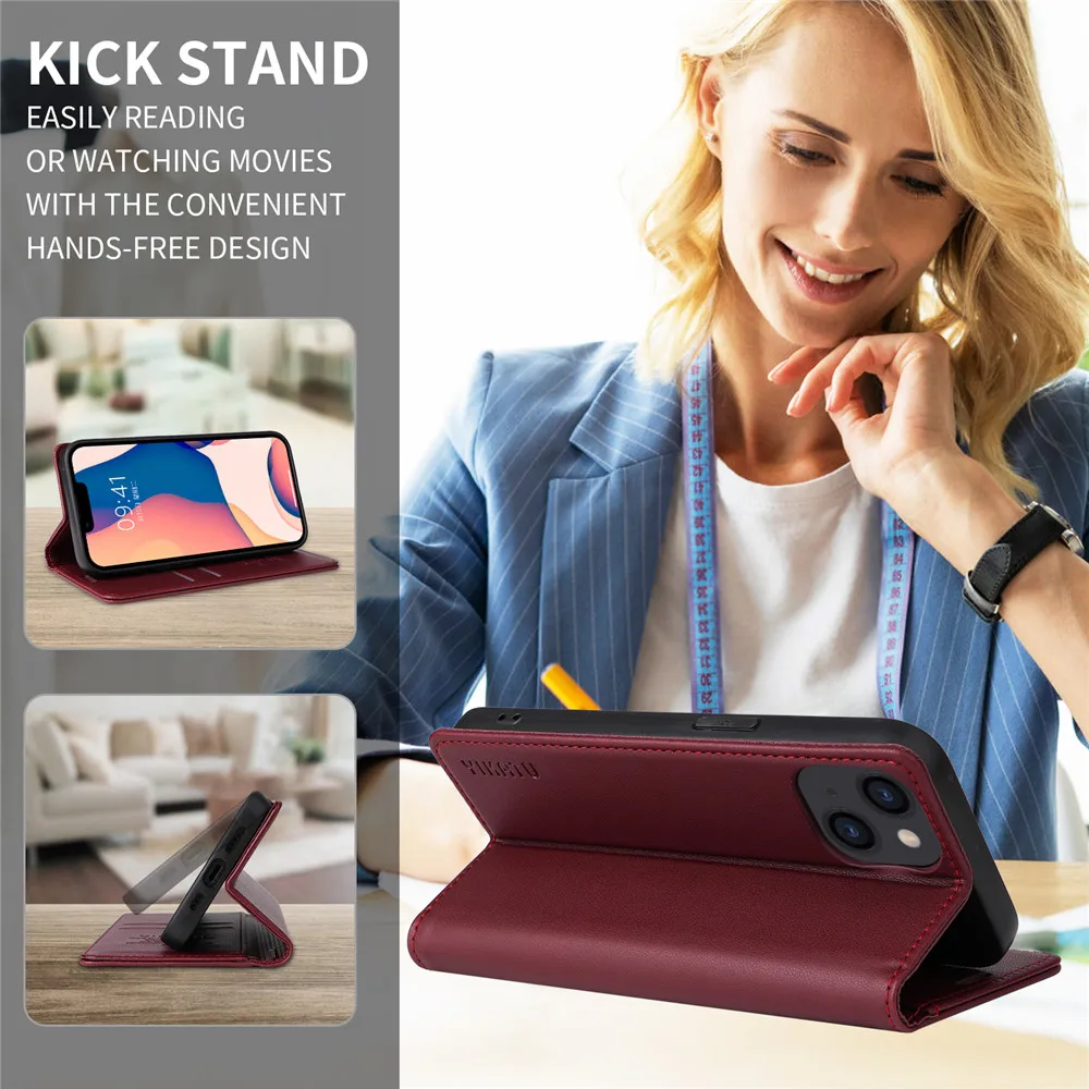 Magnetic Leather Flip Book  Case in Sleek Design