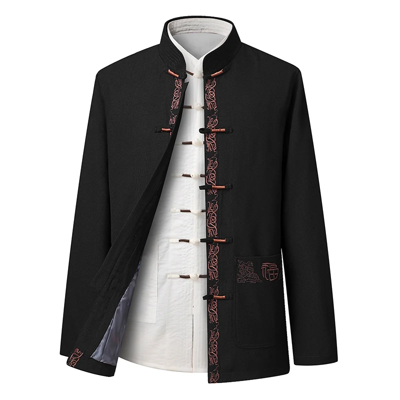 Spring Autunm Men Embroidery Tai Chi Clothing Male Tang Suit Chinese Traditional Cotton Linen Kung Fu Wushu men chinese style shirt