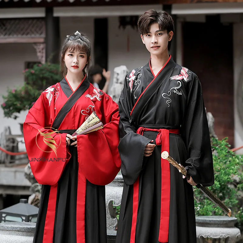 Traditional Chinese Classical Style Black Red Hanfu Couple Cosplay Costume Ancient rococo style classical elegant crinoline ancient rome medieval oval banquet