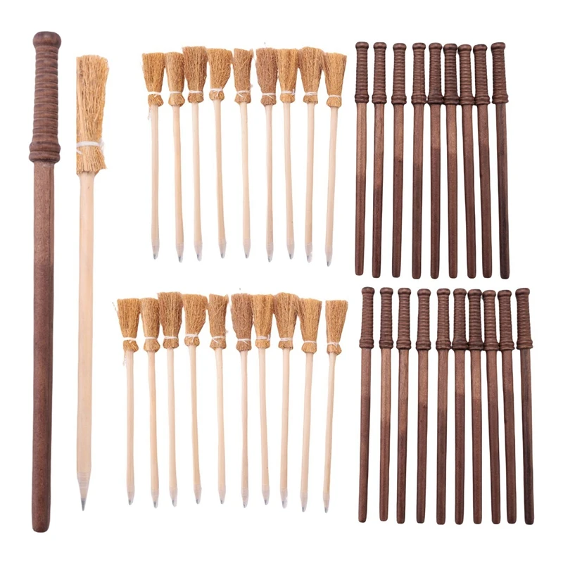 

20 Pcs Wand Pencils Party Supplies And 20 Pieces Witch Broom Pencils, Wand Pencils Theme Birthday Bag Filler Favors