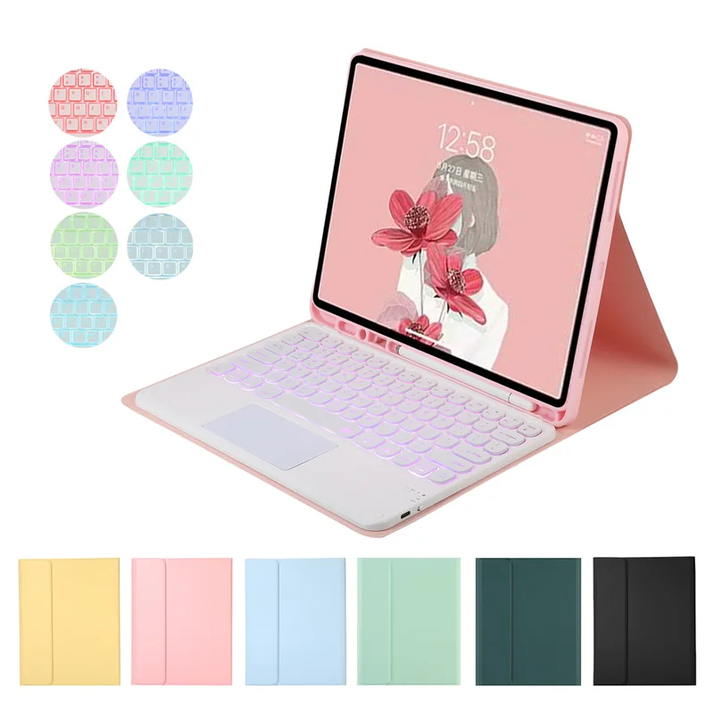 Backlight Teclado para Ipad Pro 12 Polegada 2023 2023 2023 Árabe Francês Coreano Russo Espanhol Teclado Touchpad Capa