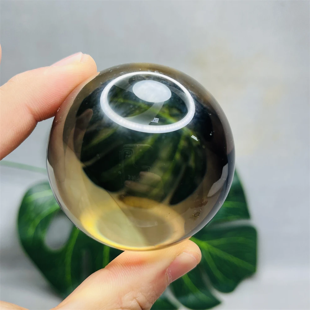Natural Gemstone Smoke Yellow crystal Ball Rainbow Quartz Hand Polished Home Room Decoration Gift Spiritual Stone Healing 5