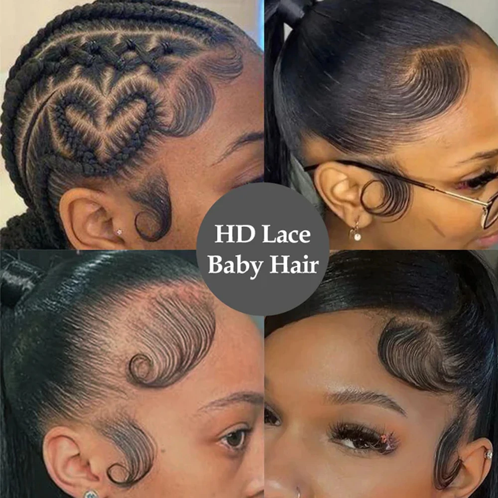 HD Lace Baby Hair Stripes Human Hair Fluffy Baby Edge Stripes Reusable Lace Hairline Pre Plucked with for Women