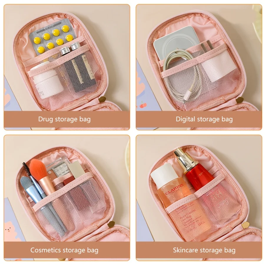 Portable Makeup Pouch for Touch-Ups, Mini Lipstick Cosmetics Storage Bag, Large Capacity Multifunctional Organizer, Toiletry Bag 5