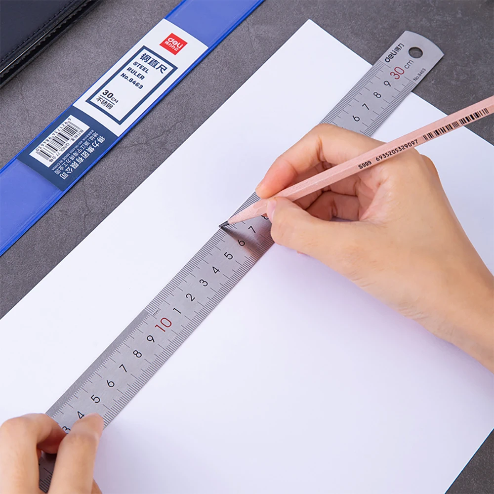 

Deli 15cm 30cm Stainless Steel Straight Ruler Mapping Tool Silver Metal Ruler Drawing Measuring Tool For School Office Supplies