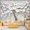 1pc White Tree of Life Landscape Photo Tapestry, Polyester Fabric, Suitable for Living Room, Bedroom, Office