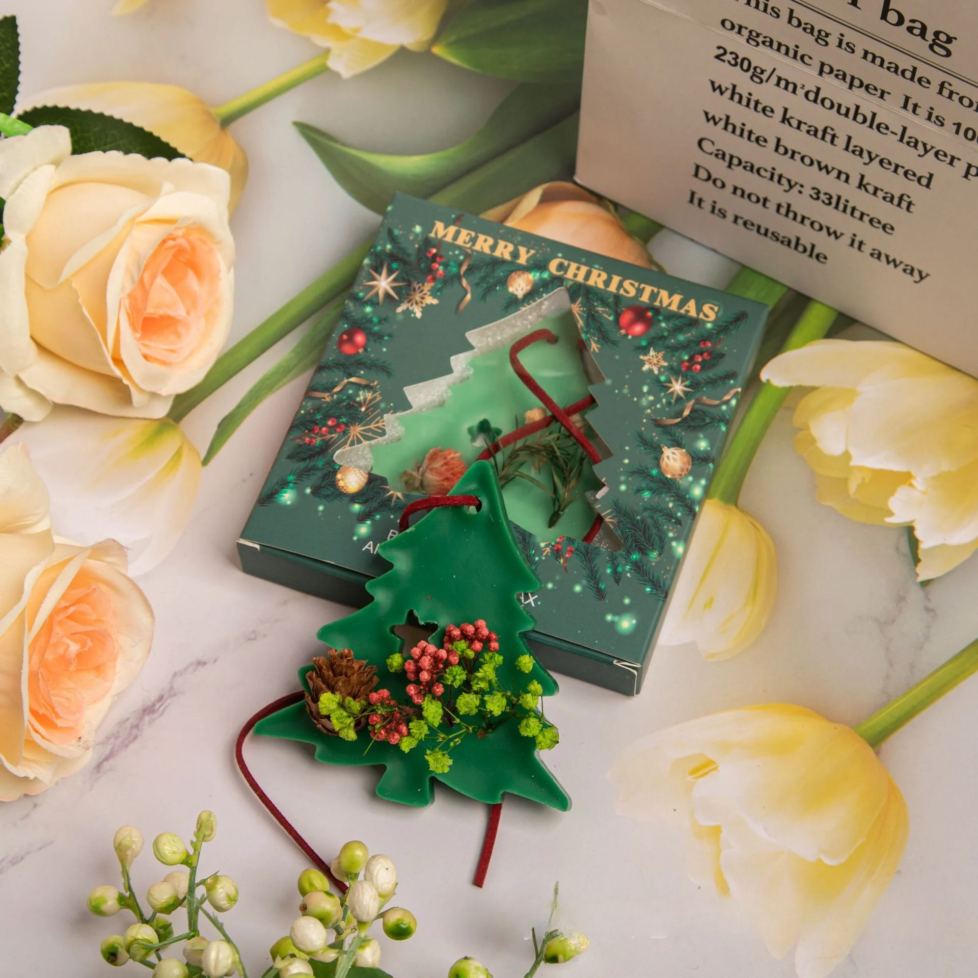 Christmas Tree Plant Aromatherapy Wax Tablet Gift Box Card Home Wardrobe Deodorization Fragrant Solid Gift