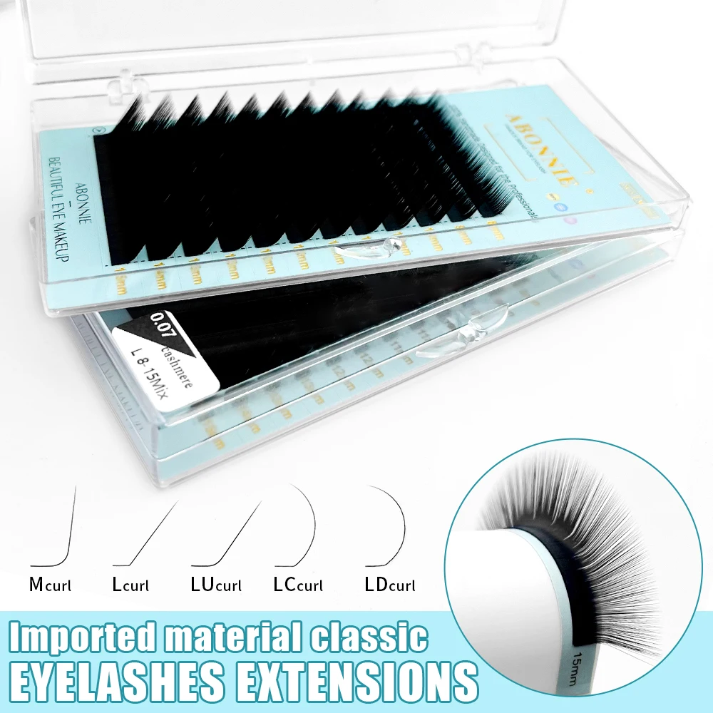 

Abonnie L/LC/LD/LU/M Curl Classic Eyelashes Extensions All Size Lashes Mixed Tray Volume Cillios Fluffy