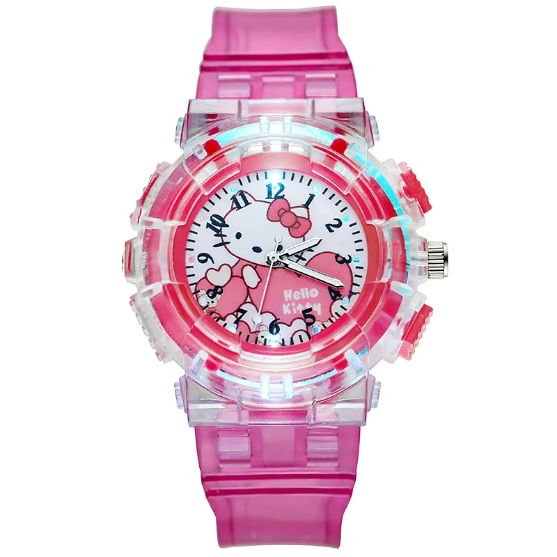 

Student Kawaii Sanrios Hello Kittys Light Wrist Watch Luminous Electron Watch Anime Pompompurin Kuromi My Melody Kids Gift Toys