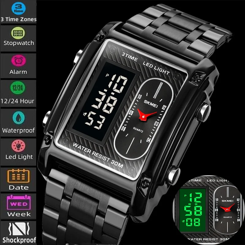 Mode Horloge Mannen Digitale Led Analoge Quartz Al... – Vicedeal