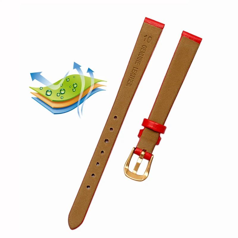 Soft Genuine Leather Vintage Watch Band - Women's Small Width Strap in First Layer Cowhide