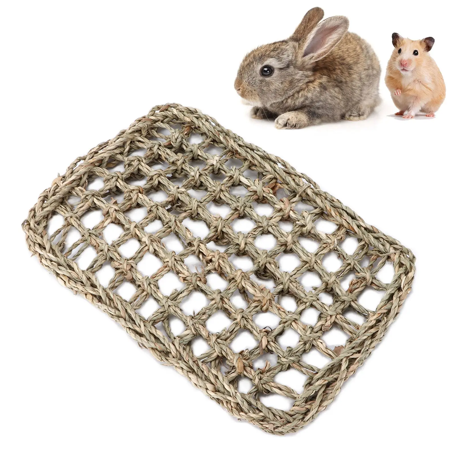 Woven Seagrass Activity Mat for Rabbit, Chew Toy Mat for Bunny Chinchilla Hamsters