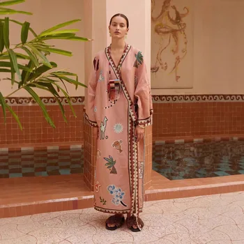 2026 New Amazon AliExpress Independent Station Casual Fashion Printed Holiday Linen Dress 1