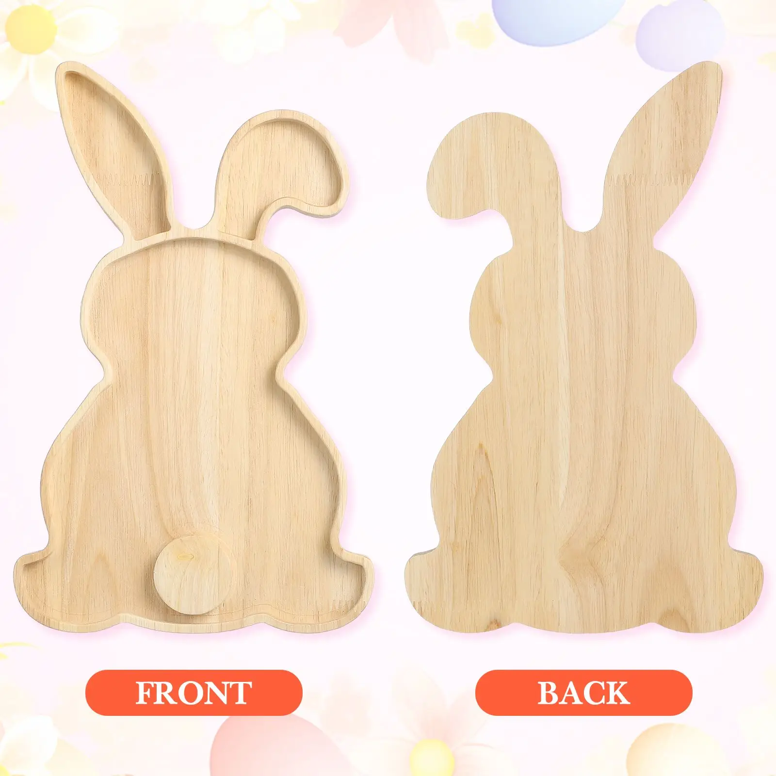 Easter Bunny Tray Wood Food Plate Fruit Serving Bread Display Wooden Spring Decor Kids Child Cake Decorations Easter Supplies 3