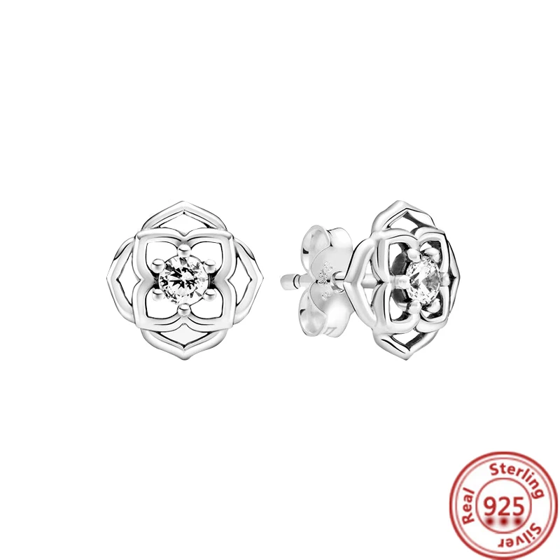 925 Sterling Silver Earring Feather Flowers Heart Pav&eacute; Infinite Shine Earrings For Women Gift silver earrings