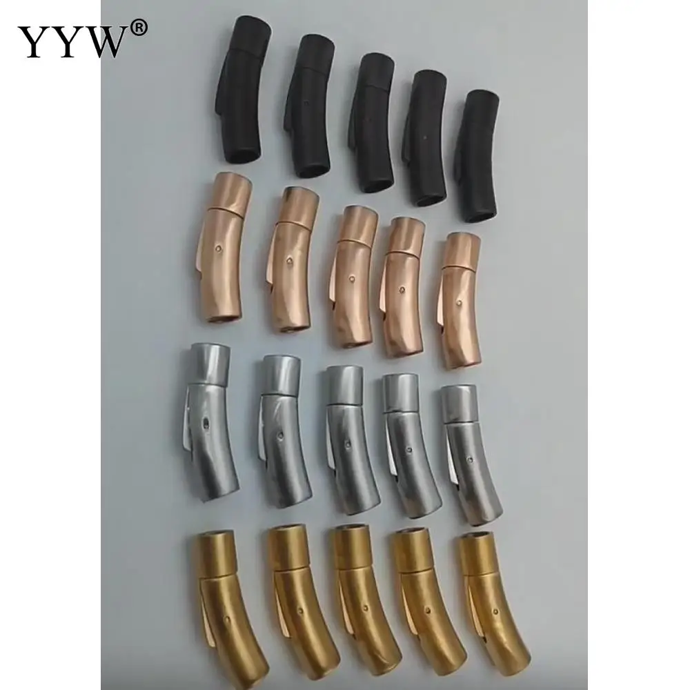 10pcs Stainless Steel Bayonet Clasp 2mm 3mm 4mm 5mm 6mm 8mm Hole PushLock Lace Buckle Leather Cord Clasps for DIY Jewelry Making