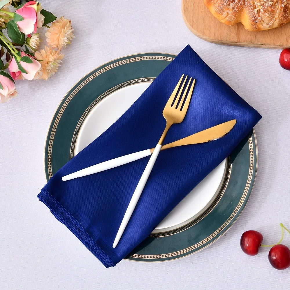 6pcs Hemstitched Square Napkins 12x12inches Satin Cocktail Napkin for Party Wedding Table Cloth Soft Kitchen Dinner Napkins