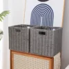 Wicker Storage Baskets, Set of 2 Hand-Woven Storage Baskets for Shelves with Handles, Foldable Cube Storage Baskets Bins Organizer 13 inch Large Wicker Baskets for Pantry Bedroom Decor, Brown 1