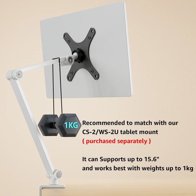 Bewiser Portable Monitor Desk Mount Aluminum Alloy Stand Holder 75*75/100*100(mm) VESA For 7-18 inch Screen Tilt/360&deg; Rotation monitor stand