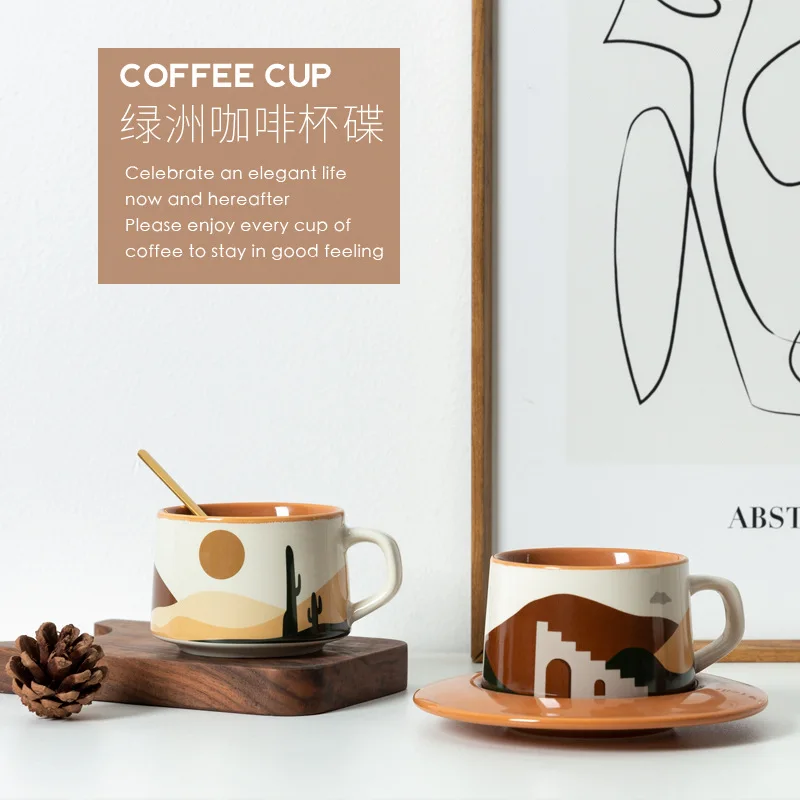 Custom Ceramic 250ML Cappuccino Coffee Cup and Saucer Set Morandi Color  Reusable Personalized Espresso Breakfast Milk Tea Mug - AliExpress