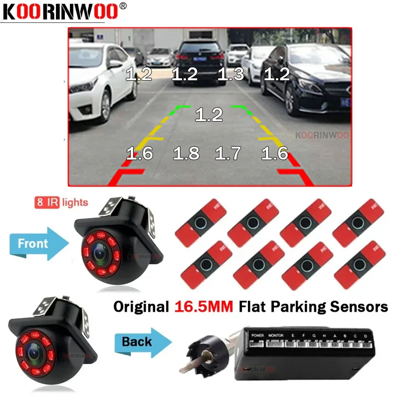 

Koorinwoo Original Flat Sensors RCA Video System For Car Reversing Radar Front Fort Camera Parking Sensor For Car Android Radio