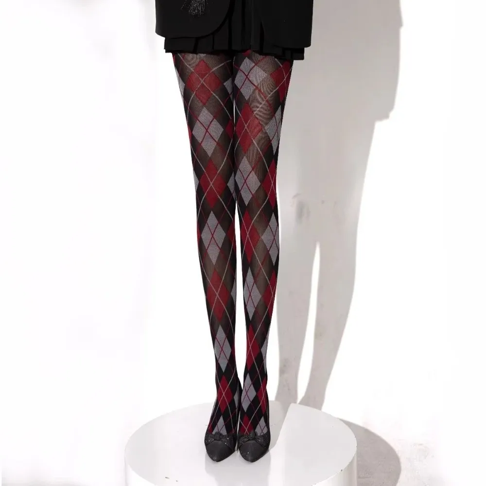 New Retro Plaid Tights Pantyhose Lingerie JK Japanese Style Pantyhose Legging Sexy Soft Thigh High Stockings Women