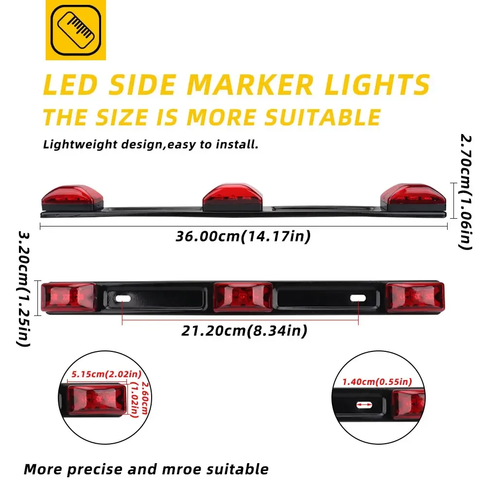 All-Weather LED Rear Light Combo: Brake Lamp, Side Marker, and Taillight Strip