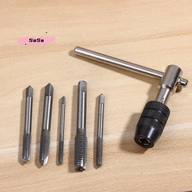 S-1 세트 3-6mm T형 탭 렌치 5개 핸드 탭 M3-M8 태핑 스크류드라이버 렌치 나사산 태핑 수공구 세트