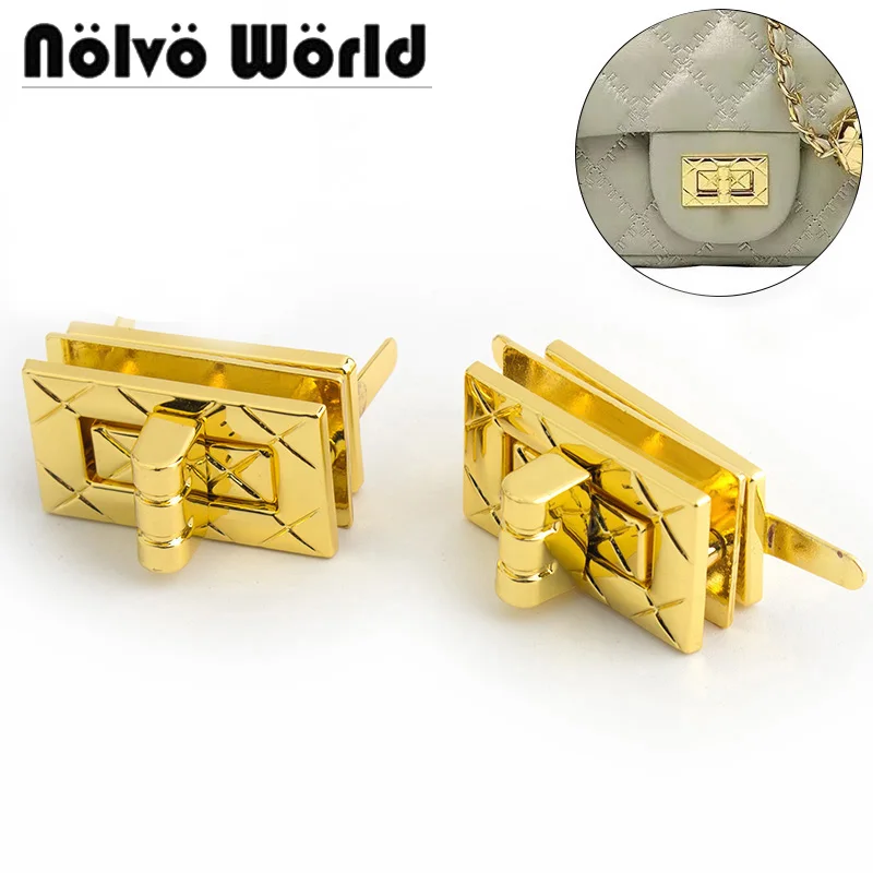 5-10-30pieces 33x19mm fashion bag rectangular lock K gold handbags lock hardware Twist lock