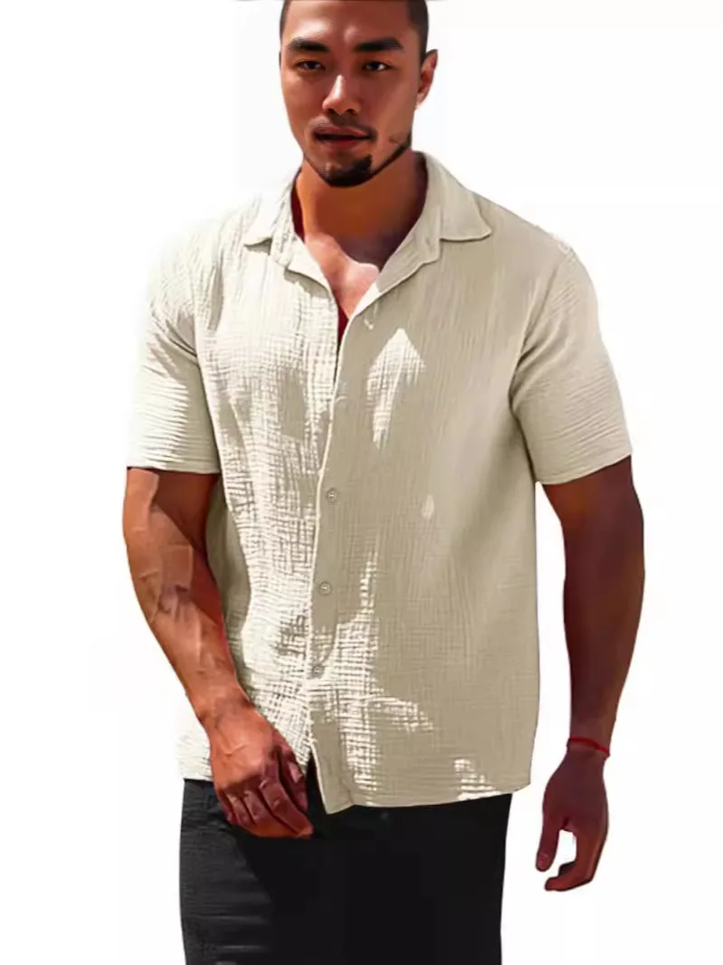 Summer Short Sleeve Button Loose Breathable Men Casual Shirt casual short sleeved shirt,short sleeved shirt,button down shirt