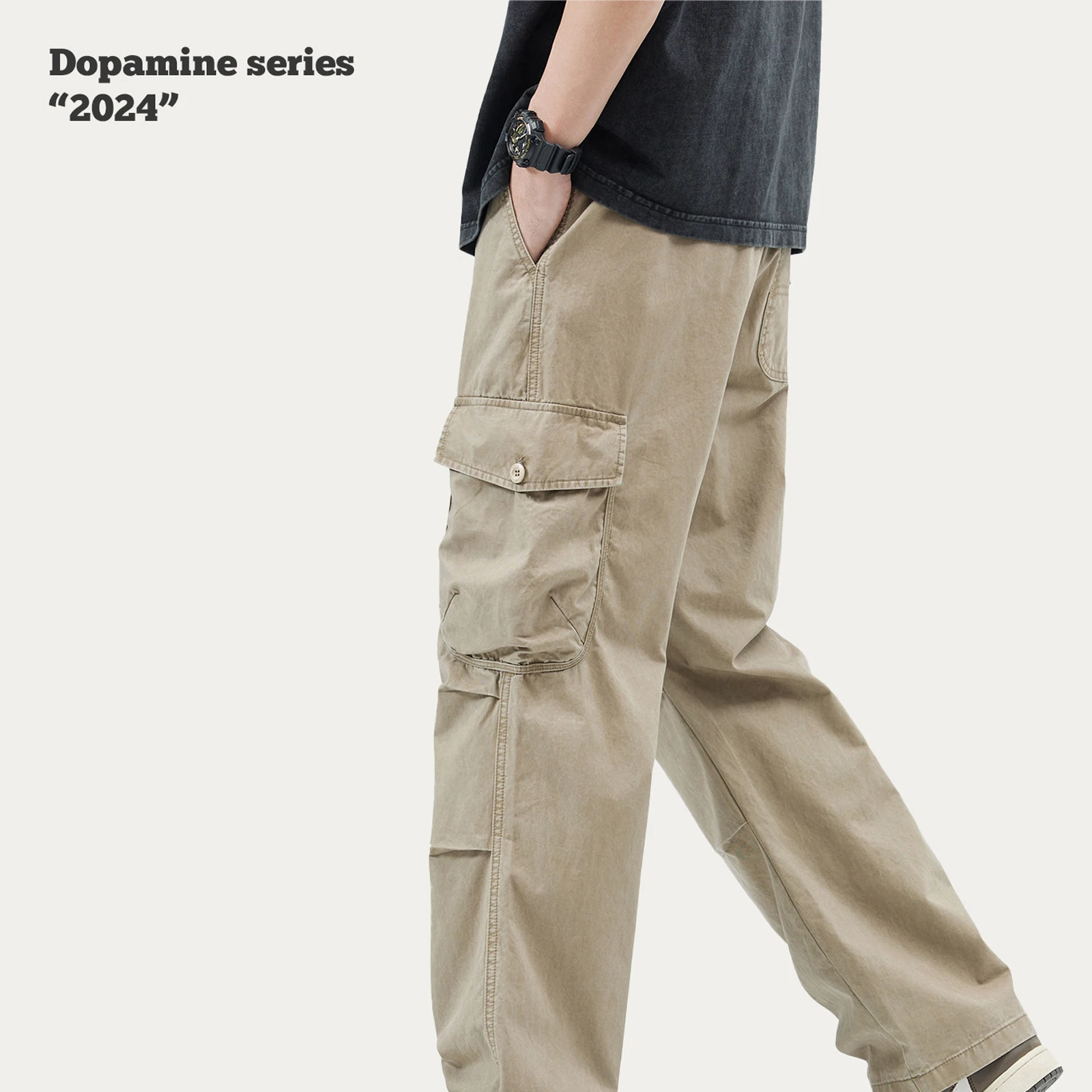 Men's Multi Pockets Cargo Pants New Men Loose Fit Elastic Waist Track Pants Male Y2K Casual Brand Design Paratrooper Trousers