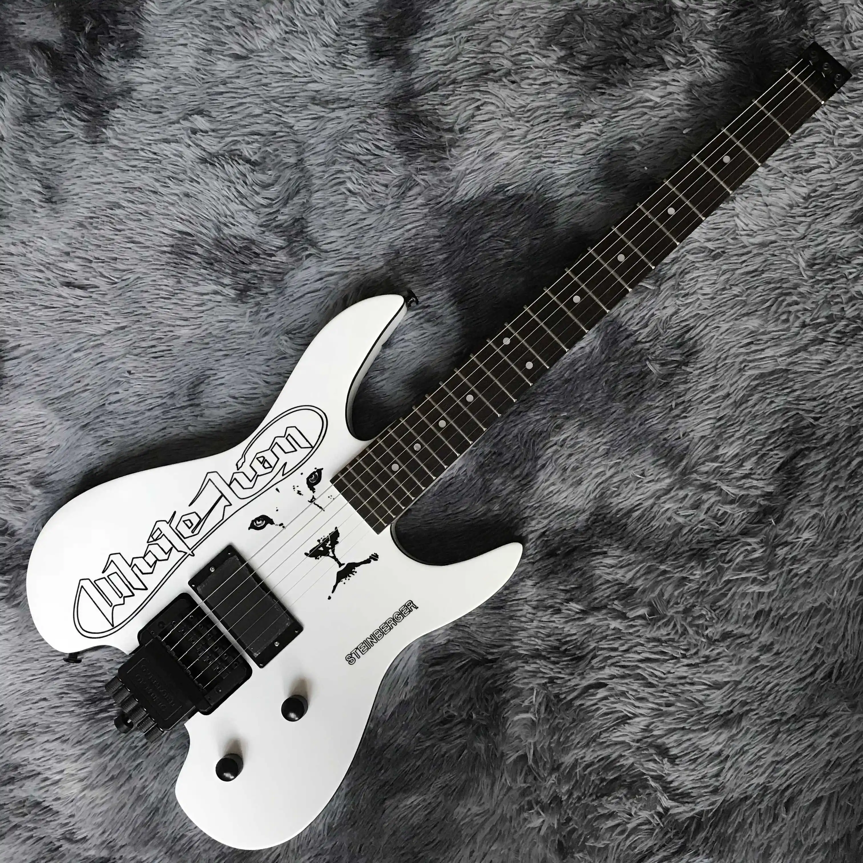 

Free shipping,White, letter decoration, special-shaped, white decoration, electric guitar,2022 new pop, high-end custom,