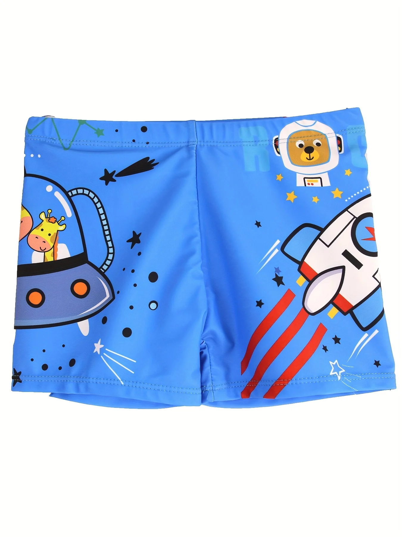 Cartoon Space Animals Pattern Quick Dry Swim Trunks For Boys Elastic Waist Beach Shorts Boys Swimwear For Summer Vacation