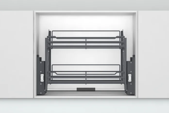 Wellmax Silver Color Kitchen Cabinet Chrome Wall Cabinet Afterburner Pull Down Basket Lifting Basket