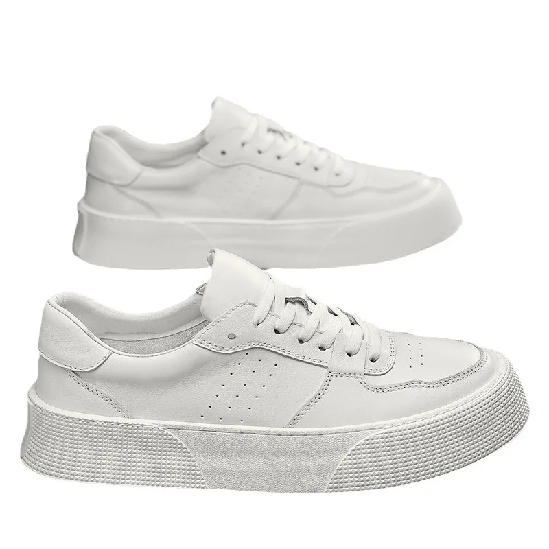 Men Vulcanized Shoes Autumn New Breathable Versatile Casual Leather Thick Soled Wear Resistant Thick Soled Sports Shoes for Men