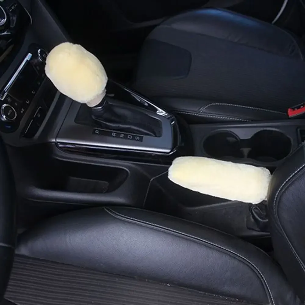 Warm Plush Car Shift Handle Cover Grip Non-Slip Protective Handbrake grips Shift Knob Cover Interior Accessory