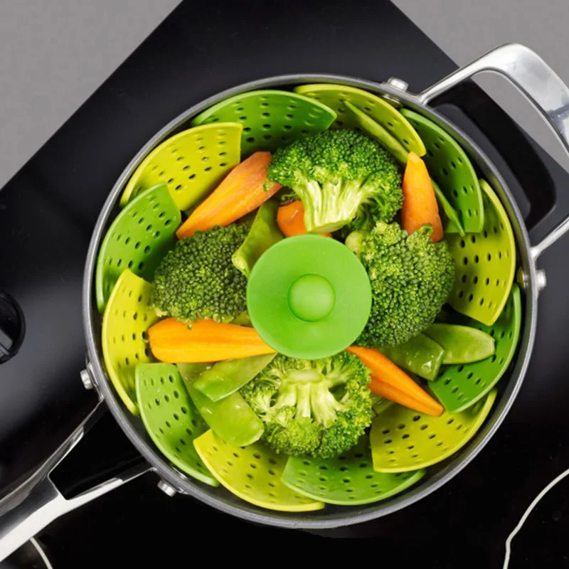 JOIE Silicone Steamer Food Vegetable Vapor Cooker Foldable Steamer Durable  Pot Steaming Tray Cookware Mesh Food Drain Basket - AliExpress