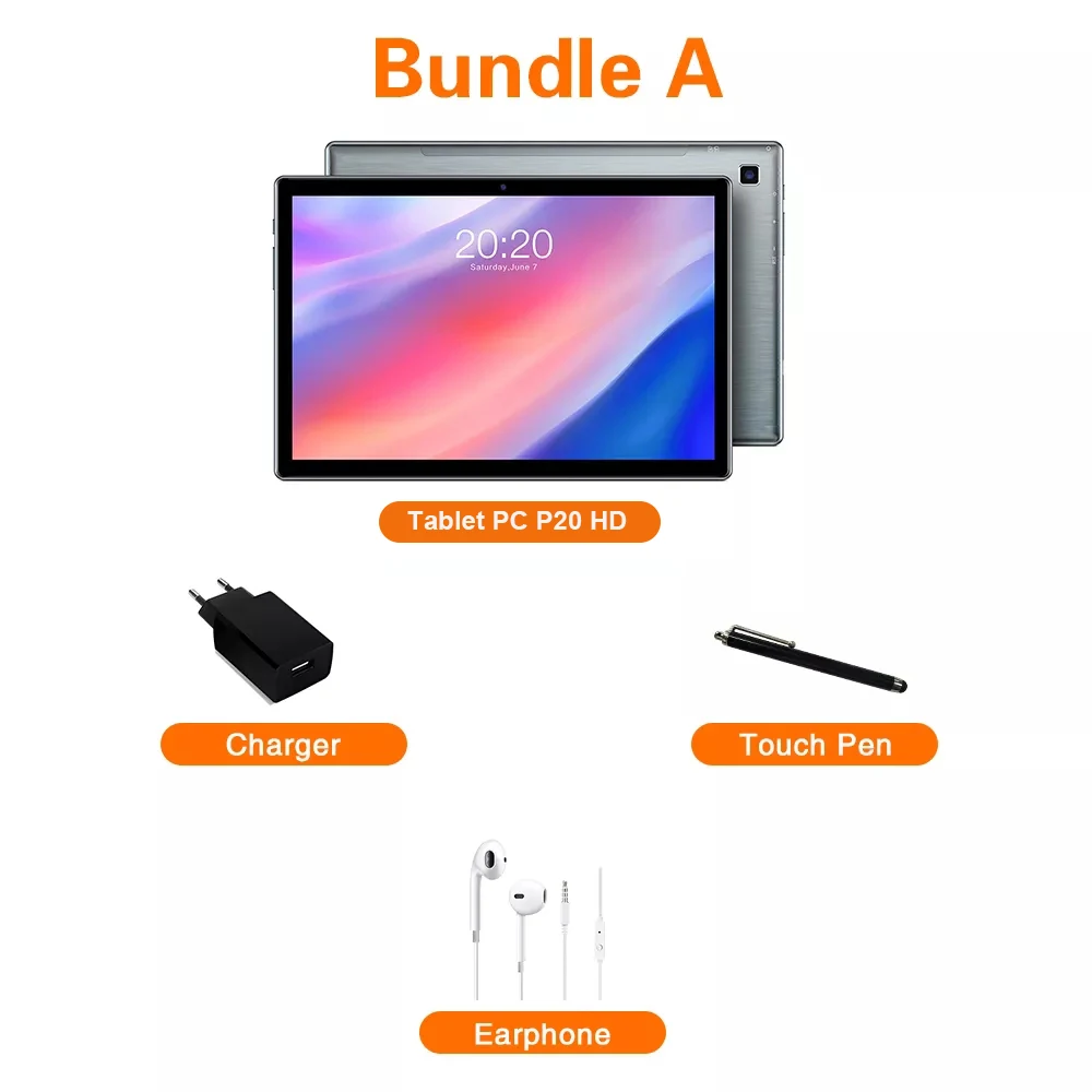 New Teclast P20HD 10.1" Tablets Android 10.0 OS 4GB RAM 64GB ROM 1920×1200 IPS 6000mAh Battary AI Speed-up Dual Wifi 4G Network 