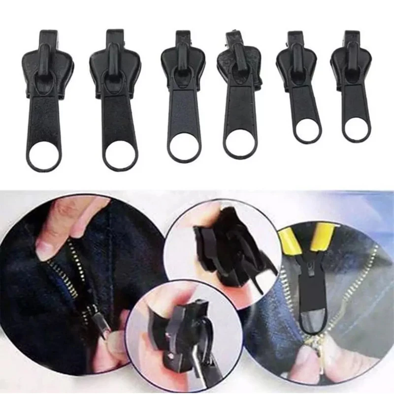 6pcs Instant Zipper Universal Instant Fix Zipper Repair Kit Replacement Zip Slider Teeth Rescue New Design Zippers For Sew