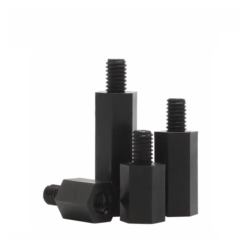 Black Hexagonal Nylon Spacer and Support Post Set with Screws