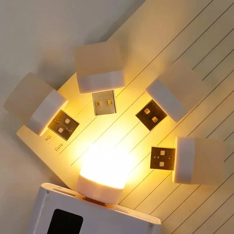 1/10Pcs Mini USB Plug Lamp 5V 1W Bright Eye Protection Book Reading Light Computer Mobile Power Charging USB LED Night Light