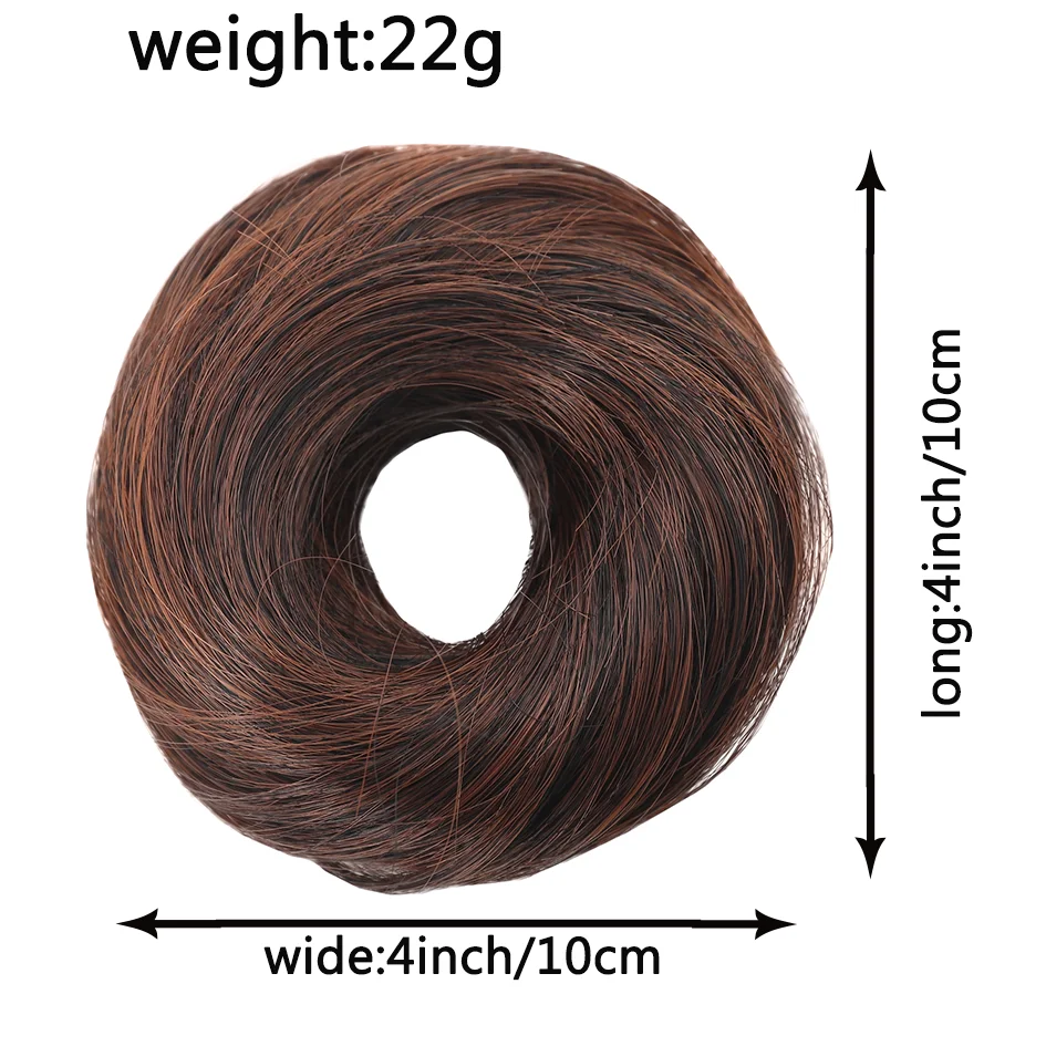 Allaosify synthetic bun female synthetic fiber straight hair circle elastic rope, natural hair color dark light hair accessories