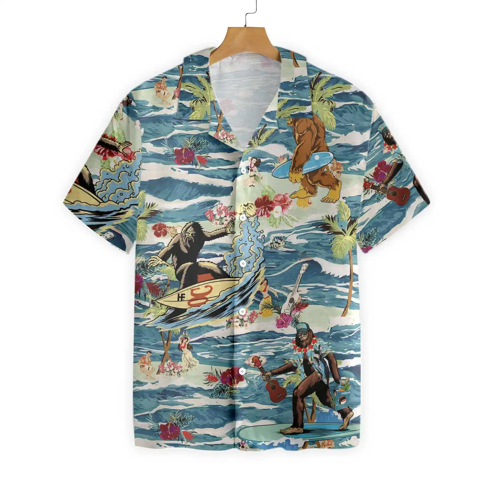 Hawaiian Men's Shirt 3d Printed Monkey Coconut Tree Shirts for Men Oversized Camisa Tee Shirt Men Clothes Beach Hombres Hot